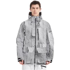 Wall With Cracked White Paint Texture Men s Multi Pockets Zip Ski And Snowboard Waterproof Breathable Jacket by dflcprintsclothing