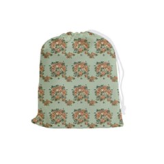 Retro 1880s Flowers Pattern 19 Drawstring Pouch (large)