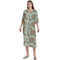 Retro 1880s Flowers Pattern 19 Women s Cotton 3/4 Sleeve Nightgown