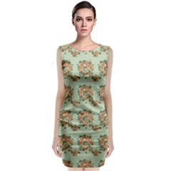 Retro 1880s Flowers Pattern 19 Classic Sleeveless Midi Dress