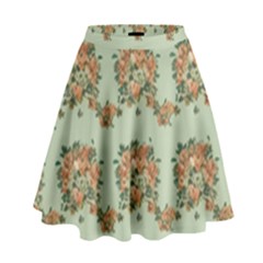 Retro 1880s Flowers Pattern 19 High Waist Skirt