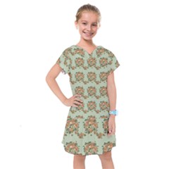 Retro 1880s Flowers Pattern 19 Kids  Drop Waist Dress