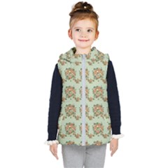 Retro 1880s Flowers Pattern 19 Kids  Hooded Puffer Vest by violetheavensky