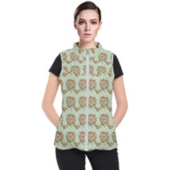 Retro 1880s Flowers Pattern 19 Women s Puffer Vest