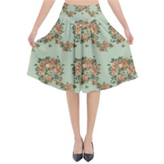 Retro 1880s Flowers Pattern 19 Flared Midi Skirt