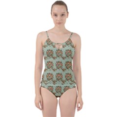 Retro 1880s Flowers Pattern 19 Cut Out Top Tankini Set