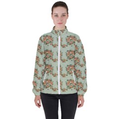 Retro 1880s Flowers Pattern 19 Women s High Neck Windbreaker