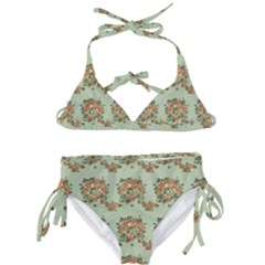 Retro 1880s Flowers Pattern 19 Kids  Classic Bikini Set