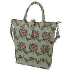 Retro 1880s Flowers Pattern 19 Buckle Top Tote Bag