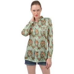 Retro 1880s Flowers Pattern 19 Long Sleeve Satin Shirt