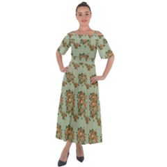 Retro 1880s Flowers Pattern 19 Shoulder Straps Boho Maxi Dress 