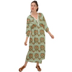 Retro 1880s Flowers Pattern 19 Grecian Style  Maxi Dress