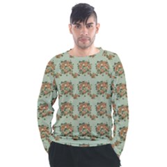 Retro 1880s Flowers Pattern 19 Men s Long Sleeve Raglan T-shirt