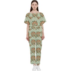 Retro 1880s Flowers Pattern 19 Batwing Lightweight Chiffon Jumpsuit