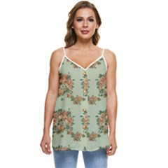 Retro 1880s Flowers Pattern 19 Casual Spaghetti Strap Chiffon Top