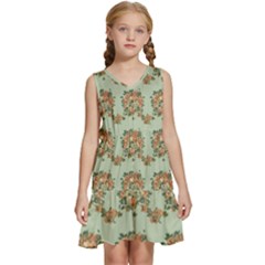 Retro 1880s Flowers Pattern 19 Kids  Sleeveless Tiered Mini Dress