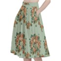 Retro 1880s Flowers Pattern 19 A-Line Full Circle Midi Skirt With Pocket View2