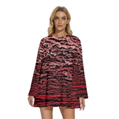 River Roots Round Neck Long Sleeve Bohemian Style Chiffon Mini Dress by RiverRootz