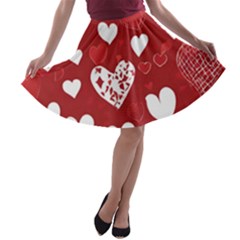 Valentine A-line Skater Skirt by pollyparadiseartshop