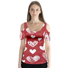 Valentine Butterfly Sleeve Cutout T-shirt 