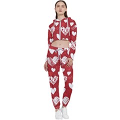 Valentine Cropped Zip Up Lounge Set