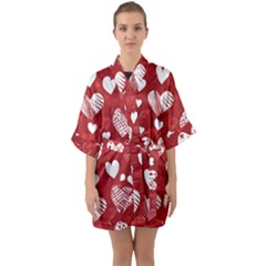 Valentine Half Sleeve Satin Kimono 