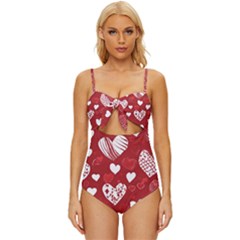 Valentine Knot Front One-piece Swimsuit by pollyparadiseartshop