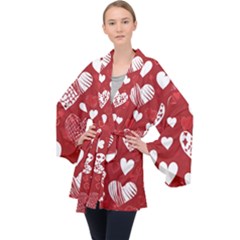 Valentine Long Sleeve Velvet Kimono 