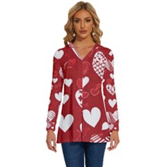 Valentine Long Sleeve Drawstring Hooded Top