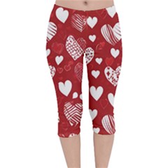 Valentine Velvet Capri Leggings  by pollyparadiseartshop