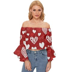 Valentine Off Shoulder Flutter Bell Sleeve Top