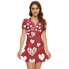 Valentine V-neck High Waist Chiffon Mini Dress