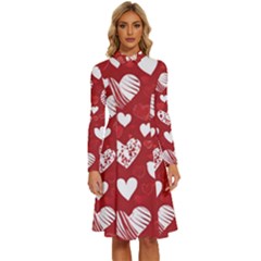 Valentine Long Sleeve Shirt Collar A-line Dress