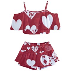 Valentine Kids  Off Shoulder Skirt Bikini by pollyparadiseartshop