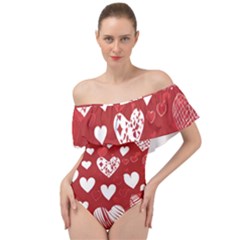 Valentine Off Shoulder Velour Bodysuit  by pollyparadiseartshop