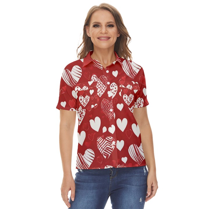 Valentine Women s Short Sleeve Double Pocket Shirt