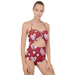 Valentine Scallop Top Cut Out Swimsuit