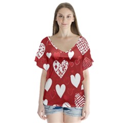 Valentine V-neck Flutter Sleeve Top