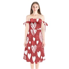 Valentine Shoulder Tie Bardot Midi Dress