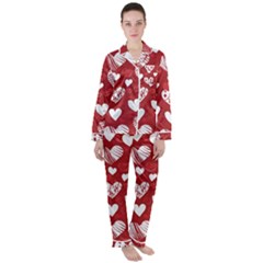 Valentine Women s Long Sleeve Satin Pajamas Set