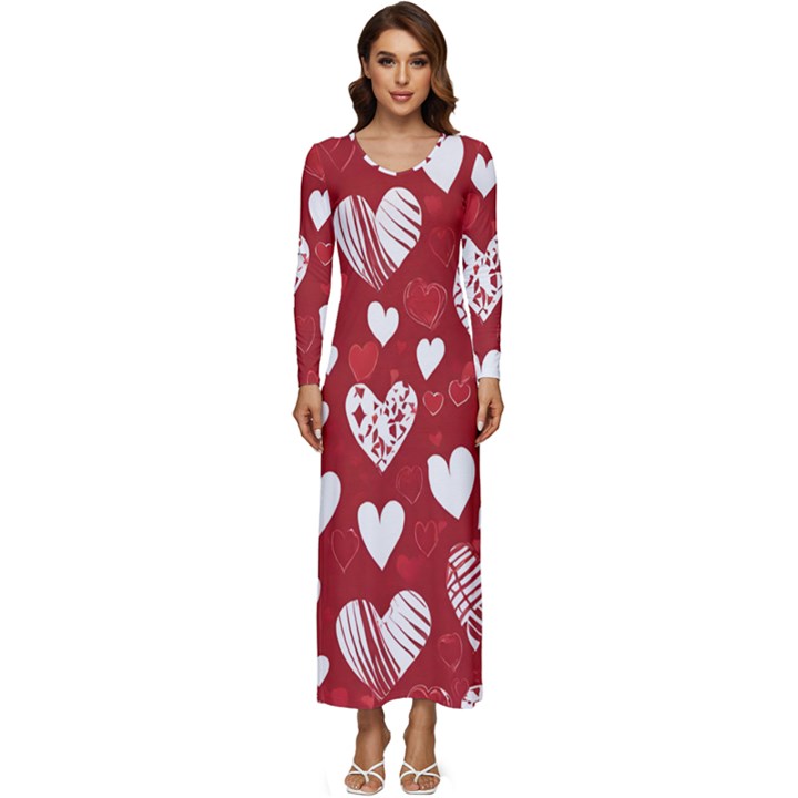 Valentine Long Sleeve Longline Maxi Dress