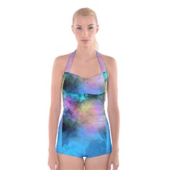 Smokescreen Boyleg Halter Swimsuit 