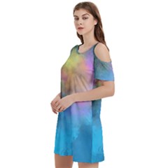 Smokescreen Women s Cold Shoulder Round Neck Mini Dress by pollyparadiseartshop