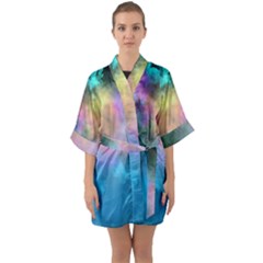 Smokescreen Half Sleeve Satin Kimono 