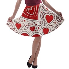 Be My Valentine A-line Skater Skirt by pollyparadiseartshop