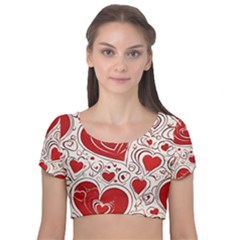 Be My Valentine Velvet Short Sleeve Crop Top 