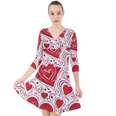 Be My Valentine Quarter Sleeve Front Wrap Dress