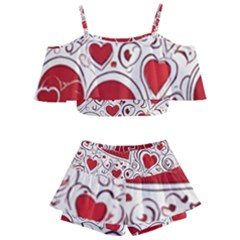 Be My Valentine Kids  Off Shoulder Skirt Bikini