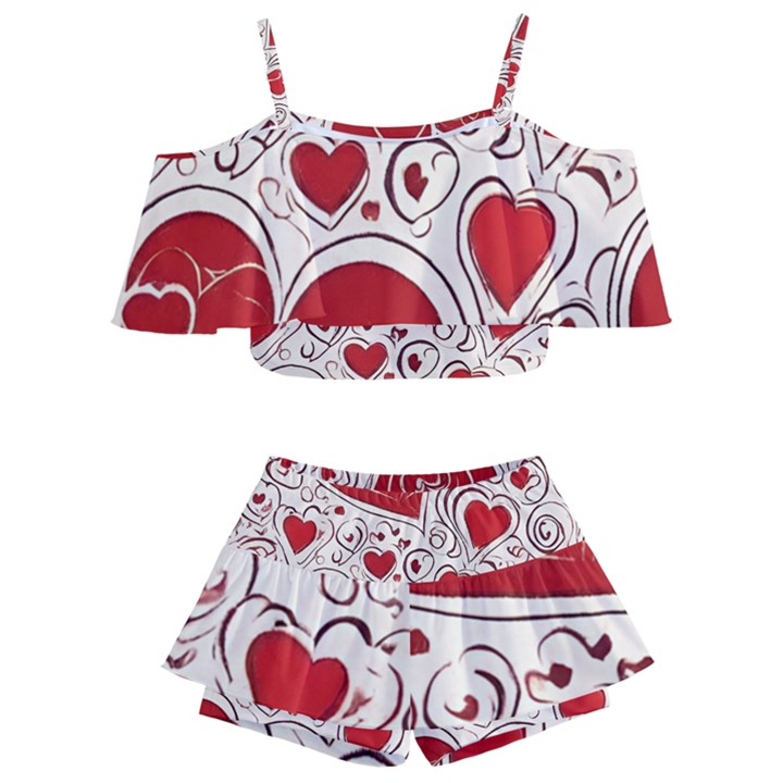 Be My Valentine Kids  Off Shoulder Skirt Bikini