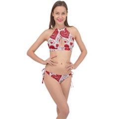 Be My Valentine Cross Front Halter Bikini Set